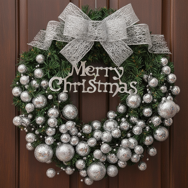 Rattan Christmas Garland Metallic Ornament Wreath