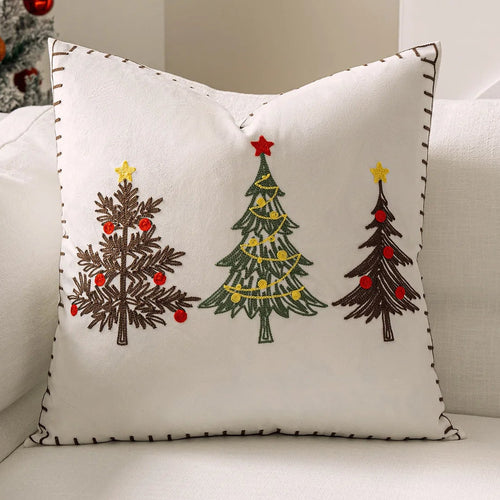 Velvet Embroidered Christmas Tree Throw Pillow Covers