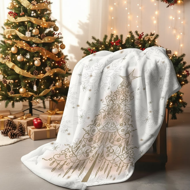 Winter Snowflake Christmas Tree Printed Throw Blanket