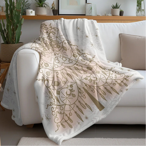 Winter Snowflake Christmas Tree Printed Throw Blanket