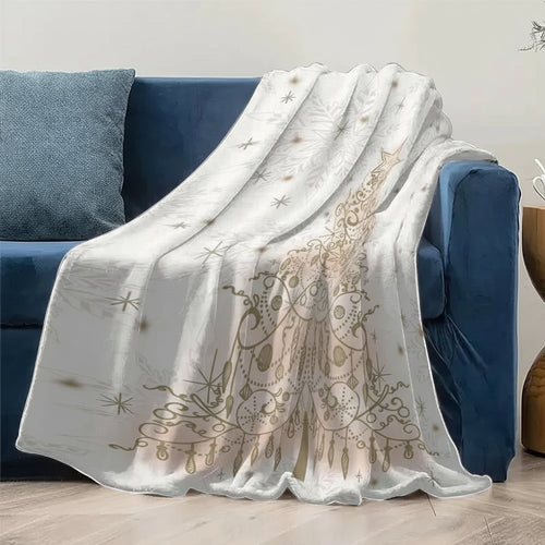 Winter Snowflake Christmas Tree Printed Throw Blanket