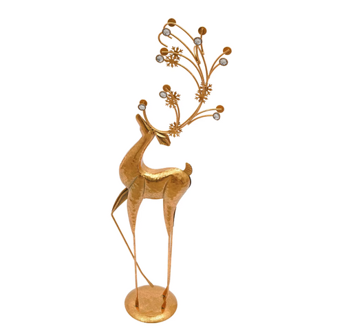 Gold & Rhinestone Tall 3.5ft Reindeer Statue