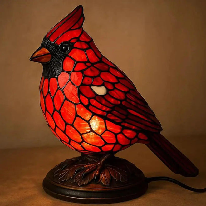 Red Cardinal Bird Shape Small Desktop Lamp