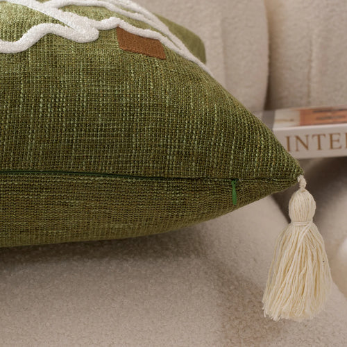 Green Christmas Tree Tweed Throw Pillow Cover Set of 2