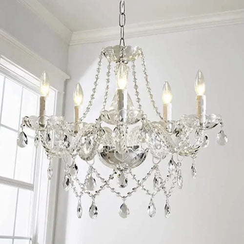 Glam Crystal Pendant Iron Chandelier/Sconce Lighting - The Finishing Touch Decor