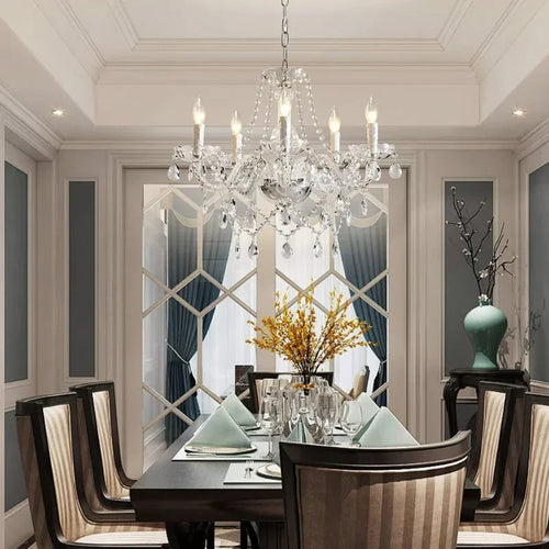 Glam Crystal Pendant Iron Chandelier/Sconce Lighting - The Finishing Touch Decor