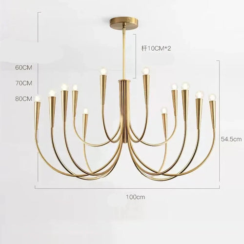 Metal Branch Gold French American Retro Pendant Chandelier - The Finishing Touch Decor