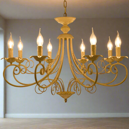 European Wrought Iron Vintage Candelabra Chandelier - The Finishing Touch Decor