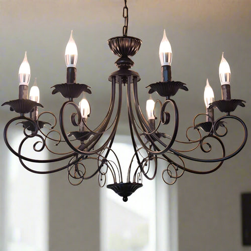 European Wrought Iron Vintage Candelabra Chandelier - The Finishing Touch Decor
