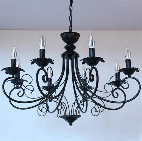 European Wrought Iron Vintage Candelabra Chandelier - The Finishing Touch Decor