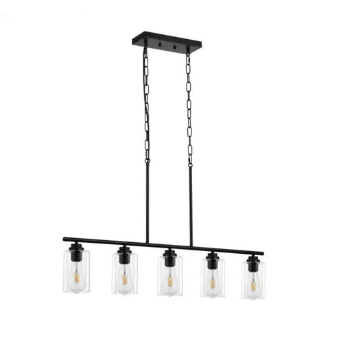 Clear Glass 5-Bulb Metal Chain Island Pendant Lighting - The Finishing Touch Decor