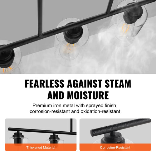 Clear Glass 5-Bulb Metal Chain Island Pendant Lighting - The Finishing Touch Decor