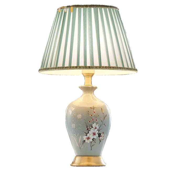 Traditional Floral Painted Glazed Ceramic Table Lamp - The Finishing Touch Decor
