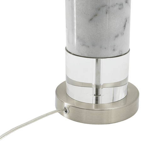 Cylindrical Marble & Acrylic White Drum Lamp - The Finishing Touch Decor