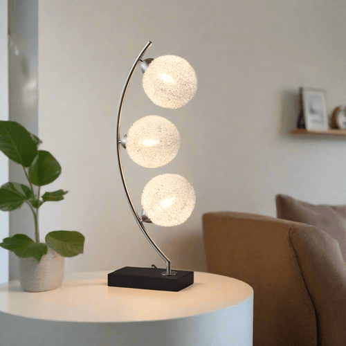 Glam Woven Spheres Modern Metal Table Lamp - 30in - The Finishing Touch Decor