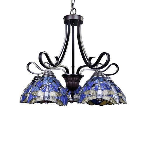Bronze Tiffany Style Dragonfly Pattern Glass Chandelier - The Finishing Touch Decor