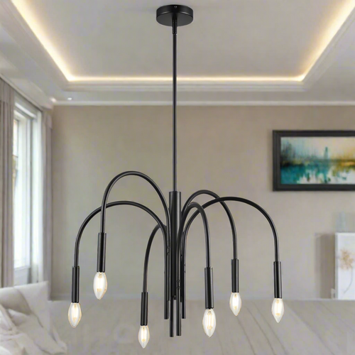 Industrial Black 6-Branch Chandelier Lighting - The Finishing Touch Decor