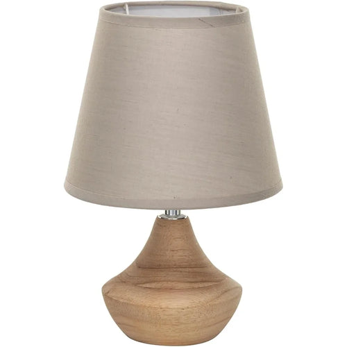 Small Eucalyptus Wood & Linen Shade Table Lamp - The Finishing Touch Decor