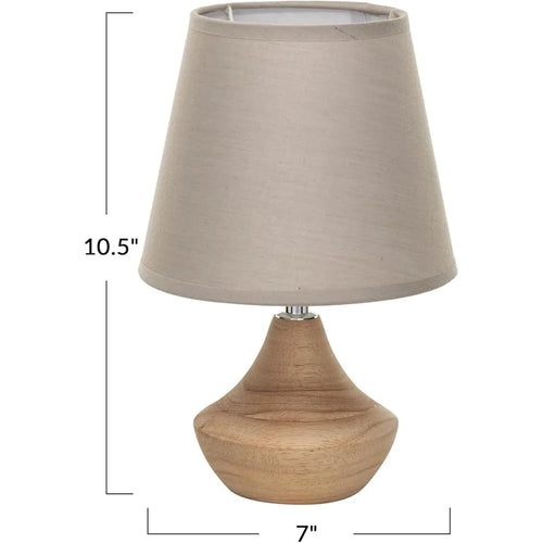 Small Eucalyptus Wood & Linen Shade Table Lamp - The Finishing Touch Decor