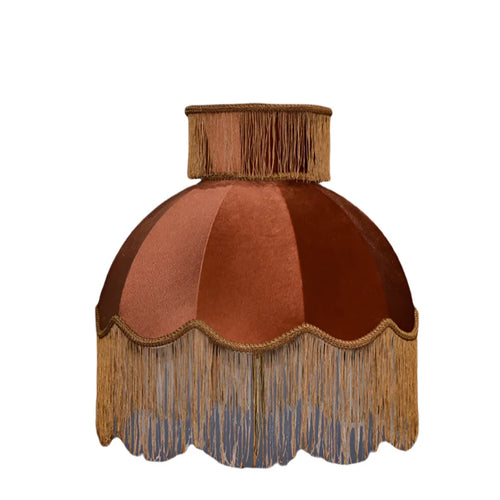 Retro Italian Style Caramel Velvet Handmade Lampshade with Tassels - The Finishing Touch Decor