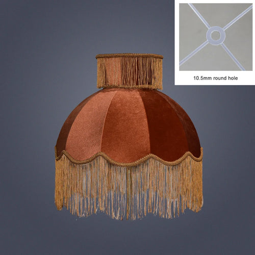 Retro Italian Style Caramel Velvet Handmade Lampshade with Tassels - The Finishing Touch Decor