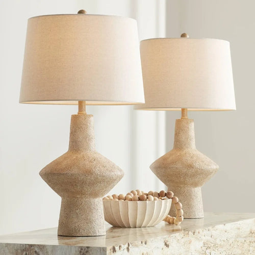 Tall Rustic Resin Modern Set of 2 Coastal Table Lamps - The Finishing Touch Decor
