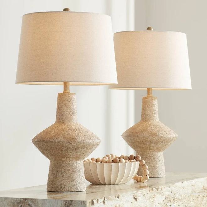 Tall Rustic Resin Modern Set of 2 Coastal Table Lamps - The Finishing Touch Decor