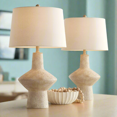 Tall Rustic Resin Modern Set of 2 Coastal Table Lamps - The Finishing Touch Decor