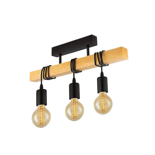 Industrial Winding Cord Wood Ceiling Pendant Chandelier - The Finishing Touch Decor