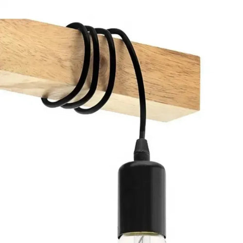 Industrial Winding Cord Wood Ceiling Pendant Chandelier - The Finishing Touch Decor