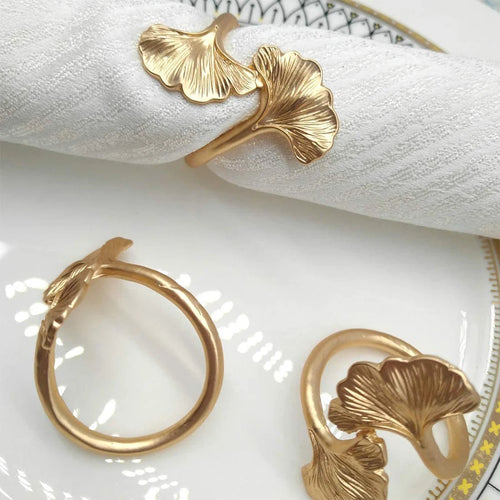 Ginkgo Leaf Rose Gold Silver Handmade Metal Napkin Ring Buckles - The Finishing Touch Decor