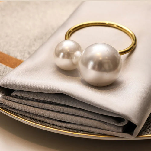 Highlighted Huge Pearl U-Shaped Napkin Holders Rings - 6PCS - The Finishing Touch Decor