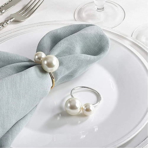 Highlighted Huge Pearl U-Shaped Napkin Holders Rings - 6PCS - The Finishing Touch Decor