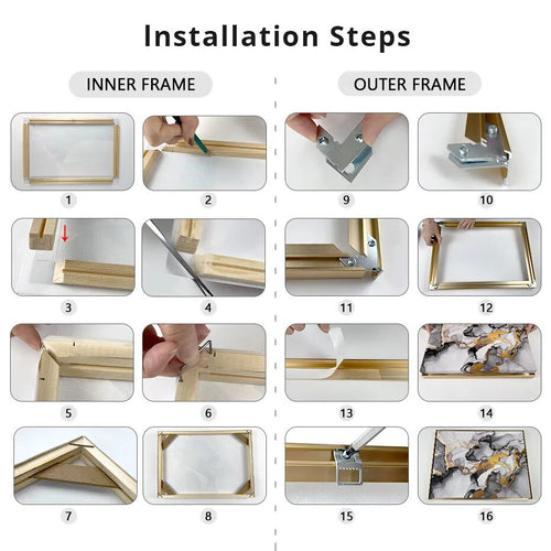 Wall Art Floating Metal and Wood Frame DIY Kit for Canvas Print, Picture, Oil Painting - The Finishing Touch Decor