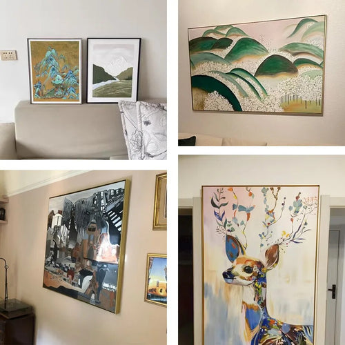 Wall Art Floating Metal and Wood Frame DIY Kit for Canvas Print, Picture, Oil Painting - The Finishing Touch Decor