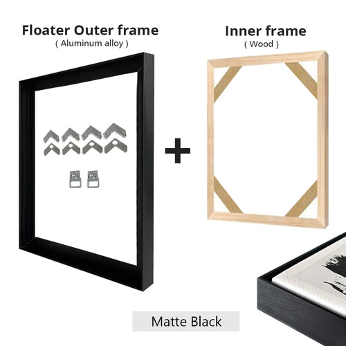 Wall Art Floating Metal and Wood Frame DIY Kit for Canvas Print, Picture, Oil Painting - The Finishing Touch Decor