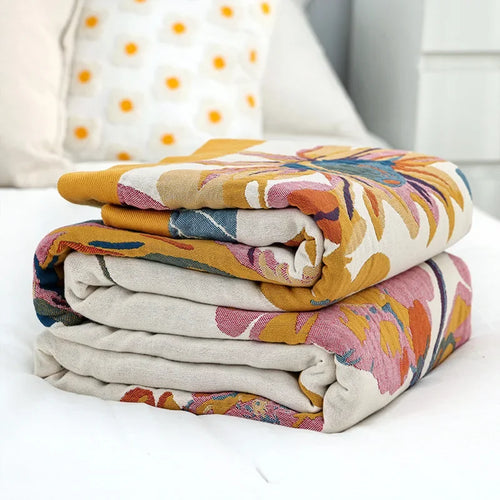 Boho Colorful Pattern Cotton Multi-layer Gauze Blanket - The Finishing Touch Decor
