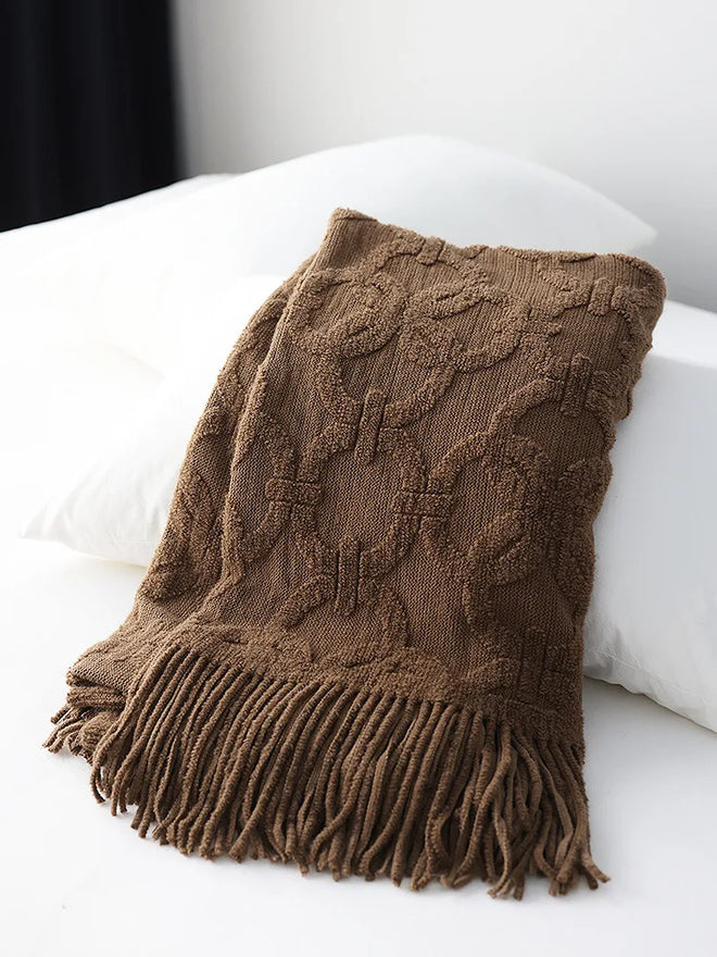 Soft Chain Pattern Cozy Bed Runner Throw Blanket - The Finishing Touch Decor