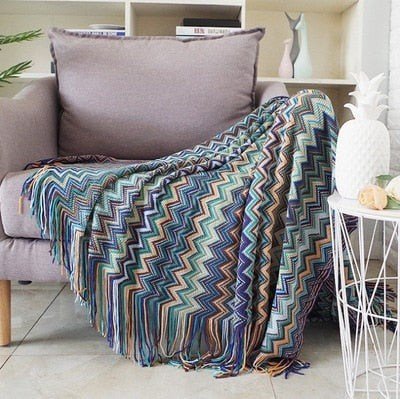 Lightweight Aztec Ethnic Pattern Geometric Plaid Tapestry Throw Boho Blanket - The Finishing Touch Decor