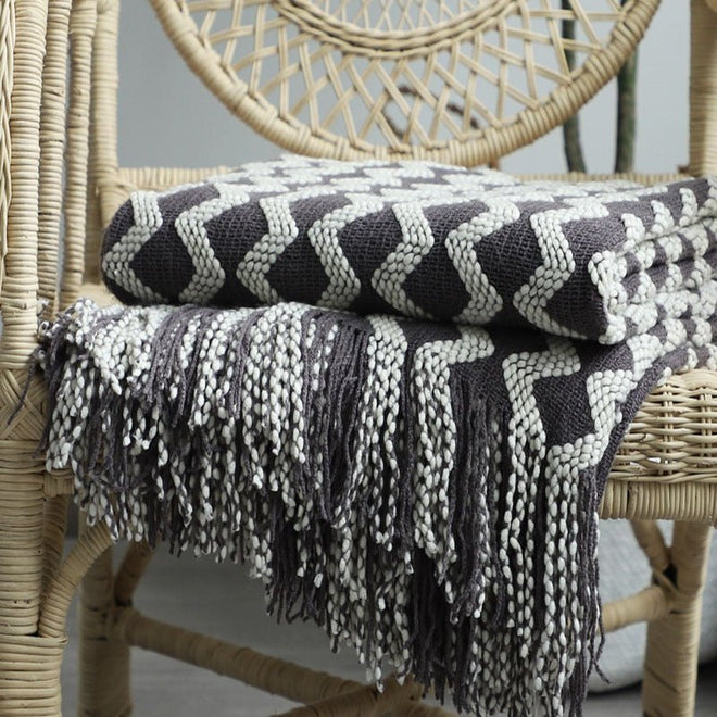 Classic Tasseled Nordic Knit Throw Blanket - Variety - The Finishing Touch Decor