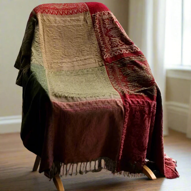 Patchwork Plaid Boho Throw Bedspread Blanket - The Finishing Touch Decor