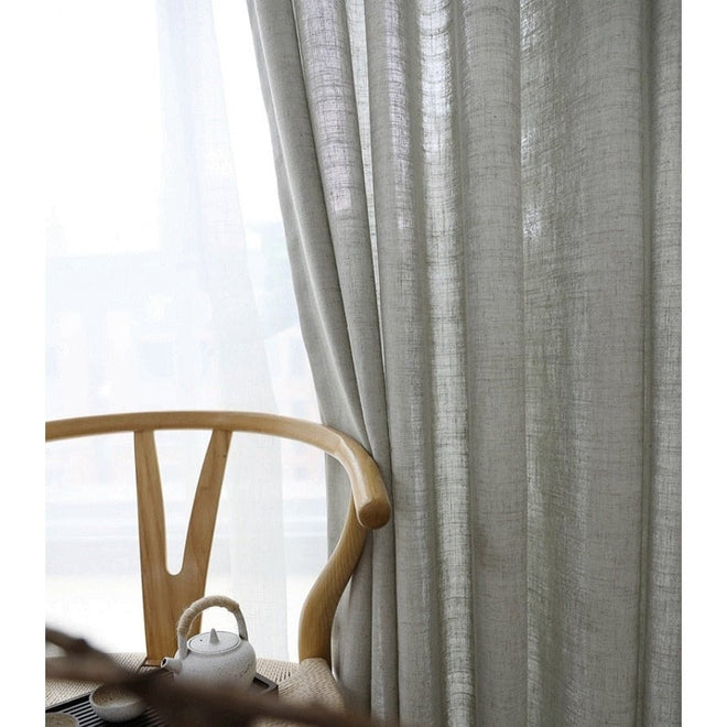 Linen Textured Semi-Shade Long Gauze Window Curtains - The Finishing Touch Decor
