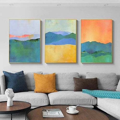 Colorful "Mountain Sunrise" Canvas Print Wall Art Set - The Finishing Touch Decor
