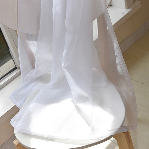 Rose Adorned Voile Sheer White Window Curtains - The Finishing Touch Decor