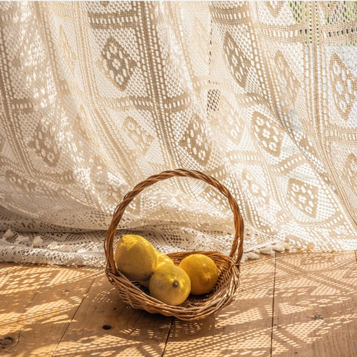 Crochet Hollow Sheer Linen Cottage Curtains - The Finishing Touch Decor