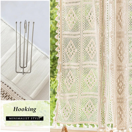 Crochet Hollow Sheer Linen Cottage Curtains - The Finishing Touch Decor