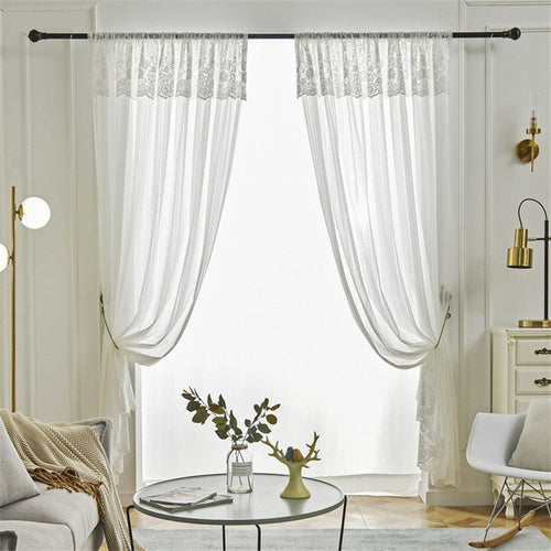 Lace Sheer Delicate White Floral Tulle Curtains - The Finishing Touch Decor