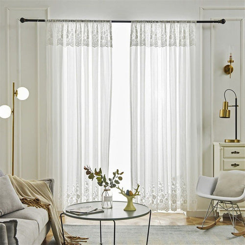 Lace Sheer Delicate White Floral Tulle Curtains - The Finishing Touch Decor