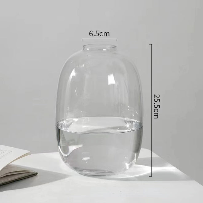 Minimalist Clear, Smoke, Brown Glass Rounded Bulb Vases - The Finishing Touch Decor