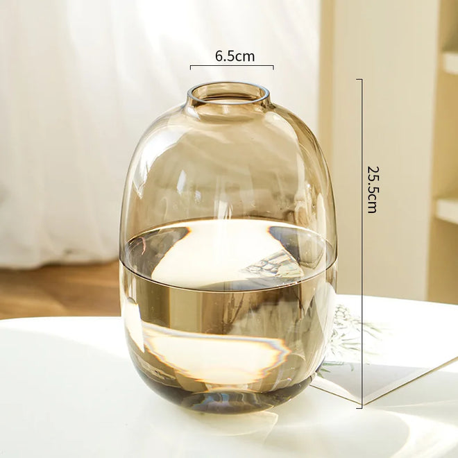 Minimalist Clear, Smoke, Brown Glass Rounded Bulb Vases - The Finishing Touch Decor